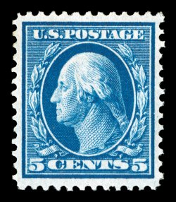 361, 5c Blue on bluish paper, a magnificently fresh and choice mint example of this rare stamp, which is extremely difficult to find in such outstanding condition, possessing
exceptional physical attributes which contribute to its overall appeal