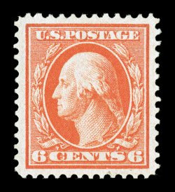 362, 6c Red orange on bluish paper, a sensational mint example that is certainly among the finest Six Cent Bluish Papers in existence, as this gem features magnificent
centering within margins that are enormously large for any bluish paper,
