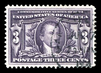 325, 3c Louisiana Purchase, a superlative used example in a quality that would be almost impossible to improve upon, with large symmetrical margins all around, deeply rich
color and a highly detailed impression, light c.d.s. town cancel, an extr