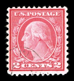 539, 2c Carmine rose coil waste, Ty. II, perf. 11x10, bright color, well centered for this, with light oval cancel that may not be able to be authenticated as contemporary,
nonetheless a genuine example of this scarce coil waste stamp accompani