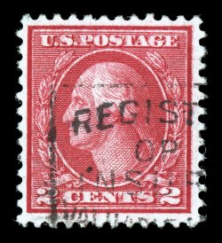 546, 2c Carmine rose coil waste, Ty. III, perf. 11, uncommonly well centered and margined for a coil waste stamp, deep intense color and impression, light slogan cancel, choice
very fine 1994 PF certificate.
