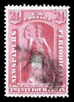 PR17, 24c Rose, uncommonly well centered within large margins, lovely rich color, handstamp cancel, choice very fine 2003 PF certificate.