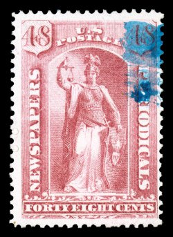PR19, 48c Rose, strong rich color, cancelled by an unobtrusive blue brush stroke cancel at top right, very fine 2001 PF certificate.