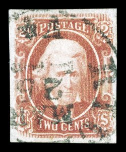 8, 2c Red brown, handsome used single, large balanced margins all around, crisp impression, neat Richmond, Va. c.d.s. cancel, extremely fine 2000 PF certificate.