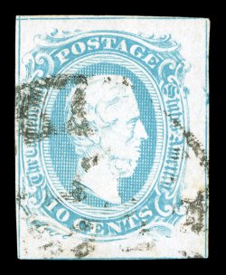 10a, 10c Milky blue, Frame Lines, a highly desirable single, showing the frame lines on all four sides, which is a rare occurrence, fresh color, light c.d.s. cancel, extremely
fine 2002 PF certificate.