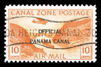 CO8-12, 5c-40c Airpost officials, 17mm ovpt. cplt., bright colors, c.t.o. cancels as always, 10c and 40c each with a faint trace of a crease, fine set.