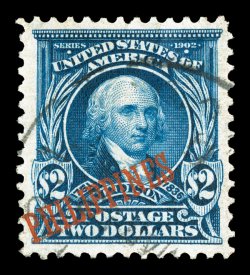 238, $2.00 Dark blue, exceptionally well centered within wide margins, lovely rich color and a sharp impression, light c.d.s. cancel, faint vertical crease, otherwise extremely
fine 1987 PF certificate.