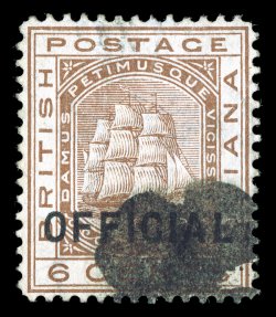 O9, 1877 6c Brown with OFFICIAL overprint, unusually well centered, strong rich color, very fine 2006 BPA certificate (S.G. O9 £600).