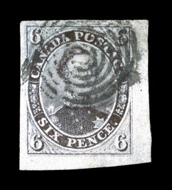 2, 1851 6p Slate violet on laid paper, spectacular bottom right corner sheet-margin single, other margins also exceedingly large, attractive rich color and a fine impression,
target cancel, just a shallow trace of a thin spot, otherwise extremel