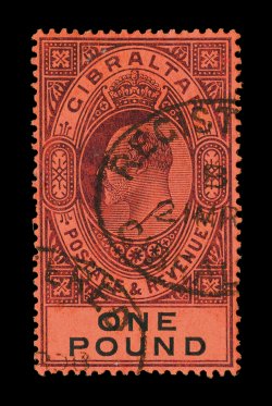 64, 1904 £1 Violet and black King Edward VII, well centered, strong rich colors, oval registry postmarks, very fine (S.G. 55 £650).