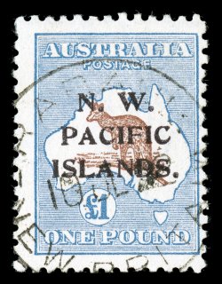 26, 1916 £1 Ultramarine and brown, quite fresh, light Rabual c.d.s., fine (S.G. 99 £400).