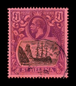 99, 1922 £1 Red violet and black on red Badge of the Colony, wonderfully bright and fresh, light c.d.s. postmark, very fine (S.G. 96 £500).