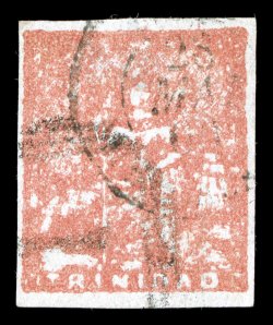 13a, 1860 1p Dull red, worn impression, scarce used copy, four full to large margins, bright color for this, shallow hinge thin, very fine appearance 1958 RPS certificate (S.G.
20 £600).