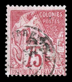 10, 1888 25 Surcharge on 75c Carmine on rose, light c.d.s. cancel, attractive color, a fine copy of this rarely offered stamp 1988 PF certificate (Yvert 10
Ç2,200).