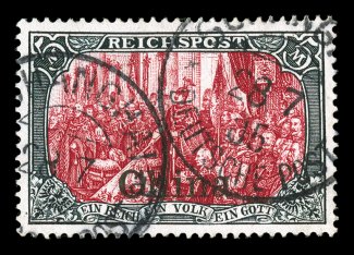 36A, 1901 5M Slate and carmine, Type II, beautifully centered, rich vibrant colors, two neatly struck 1905 c.d.s. postmarks, very fine 2005 Jaschke-Lantelme certificate (Michel
27II Ç400).