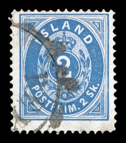1, 1873 2s Ultramarine, a rarely seen sound postally used single, exceedingly fresh with rich bright color, fine 1989 PF certificate (Facit 1 SK19,000).