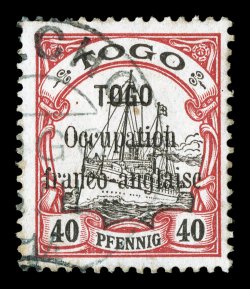 161, 1914 40c Lake and black with TogoOccupationfranco-anglaise overprint, lightly cancelled, fresh and nearly very fine signed A. Brun (Yvert 28 Ç700).