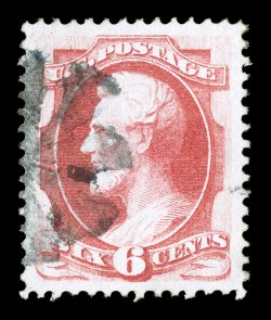 148, 6c Carmine, a marvelous used example that is extraordinarily well centered within lavish margins all around, bright fresh color, neat circle of wedges cancel, extremely
fine gem 2009 PSE certificate (XF-Superb 95 Jumbo SMQ $425.00 for 95