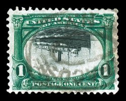 294a, 1c Pan-American, Center Inverted, a seldom offered used example of this popular error, possessing exceptional centering within uncharacteristically large margins, deep
luxuriant colors and strong impressions, unobtrusive central strike of