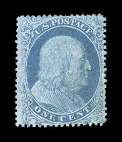 18, 1c Blue, Ty. I, unused, exceptionally well centered and margined, attractive color, regummed, very fine 1989 PF certificate (part o.g.) and a 2009 PSE
certificate.