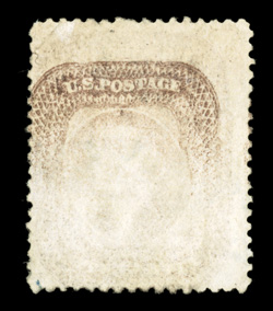30Ab, 5c Brown, Ty. II, printed on both sides, with almost a complete design showing on the reverse, though stronger at the top (similar to the other recorded copy), a few
small thins on the front side, mild corner creases, fine appearance.Thi