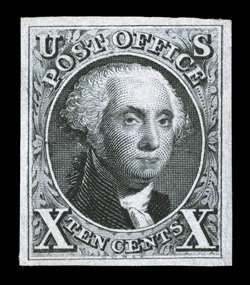 4, 10c Black reproduction, without gum as issued, large well balanced margins all around, deep luxuriant color and a crisp impression, extremely fine.