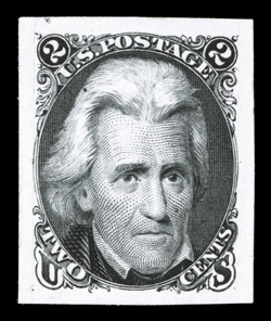 102TC-11TC, 1c-90c 1861 Re-issues, Atlanta trial color proofs in black cplt., all with four large margins except 24c cut a little smaller, fresh, very
fine.