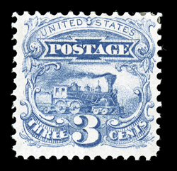 114 var., 3c Ultramarine, split grill variety, brilliant color on pristine white paper, strong grill impression showing the variety well, full o.g., trivial h.r., very
fine.