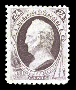 200, 24c Dark violet special printing, without gum as issued, an exceptionally choice example of this very rare stamp, being in a quality far superior to the vast majority of
known examples, as it is wonderfully well centered and completely free