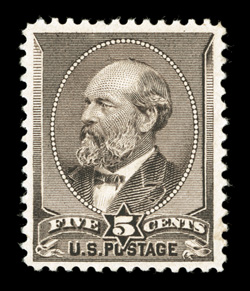 205, 5c Yellow brown, well centered within large margins, strong rich color, o.g., lightly hinged, very fine 1990 PF certificate.