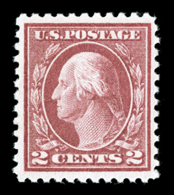 499h, 2c Lake, a select quality mint example of this scarce and distinctive shade, possessing considerably better centering than typically seen, with uncharacteristically large
margins as well, lovely rich color, o.g., lightly hinged, choice ver