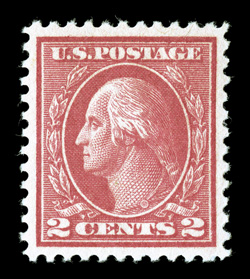 500, 2c Deep rose, Ty. Ia, uncommonly large and exceedingly well balanced margins all around, bright fresh color, o.g., lightly hinged, extremely fine 2005 PSE certificate
(XF-Superb 95 OGph SMQ $570.00).