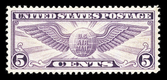C12, 5c Violet, flawless centered within uncommonly large margins, rich color, o.g., n.h., extremely fine actually quite challenging to find in this gem quality 2008 PSE
certificate (Superb 98 SMQ $350.00).