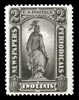 PR57, 2c Black, gem mint example, featuring incredibly wide margins and being exceedingly well centered within them, strong color and impression, pristine o.g., never hinged,
extremely fine 2000 PSE certificate (right selvage subsequently remov