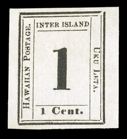 19, 1c Black, Plate 6-A, Type III, Position 3, pristine unused example, with an especially detailed impression on brilliantly white paper, large to extra-large margins all
around, extremely fine and choice.