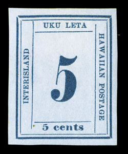 22, 5c Blue on bluish, Plate 12-A, Type IX, Position 1, an exceedingly choice mint single, with large balanced margins all around, marvelously fresh, part original gum, tiny
natural inclusion speck, extremely fine.