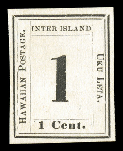 23, 1c Black on laid paper, Plate 8-A, Type VII, Position 8, unused, full to large margins all around, wonderfully fresh, small owners handstamp on reverse does not show
through, very fine.
