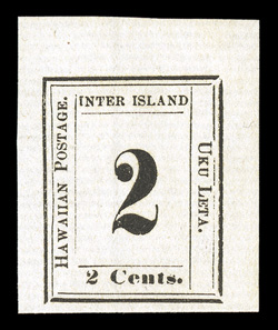 24, 2c Black on laid paper, Plate 7-A, Type I, Position 1, striking unused single, featuring large to mostly huge margins, strong crisp impression on pristine white paper,
extremely fine.