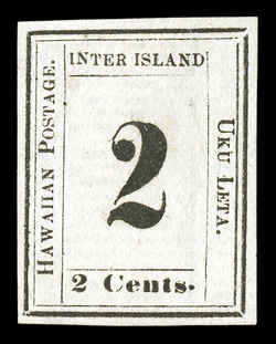 24, 2c Black on laid paper, Plate 7-A, Type VIII, Position 8, unused, balanced margins, fresh and very fine.