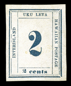 26, 2c Dark blue, Plate 10-A, Type II, Position 10, showing 2 with broken toe variety, unused, large balanced margins, marvelously bright and fresh, extremely
fine.