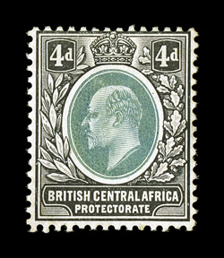 S.G. 69-70, 1907 2p Dull and bright violet and 4p Grey green and black, watermarked multiple crown and CA, a fresh unused pair of these two values that are considered to be the
rarest of the British King Edward VII issues, both centered to the