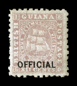 S.G. O4, 1875 12c Brownish purple with OFFICIAL overprint, unused, regummed, warm color, faint horizontal bend, fine 1997 Brandon certificate ex-Sovereign (Scott O4
$2,600.00).