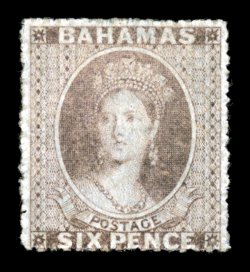 S.G. 6, 1861 6p Grey lilac, rough perf. 14 to 16, unused, quite well centered, particularly for a rough perf. 1861 issue, strong color, very fine an especially rare stamp both
sound and well centered signed H. Bloch ex-Prappas, Gibralter an