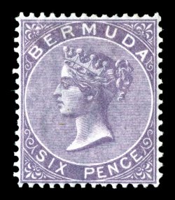 S.G. 6, 1865 6p Dull purple, perforated 14, well centered, deep intense color and impression, o.g., light crease at bottom right, otherwise very fine ex-Ludington, Sir Gawaine
Baillie (Scott 4 $1,100.00).