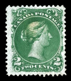 S.G. 48, 1868 2c Grass green on thin paper, rich bright color, well centered within large margins, part o.g., very fine (Scott 24b $900.00).