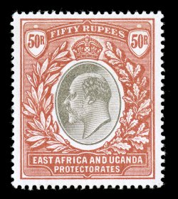 S.G. 16, 1903 50R Grey and red brown, well centered, marvelously bright and fresh, o.g., lightly hinged, very fine a highly desirable mint example of this scarce high value
(Scott 16 $1,900.00).