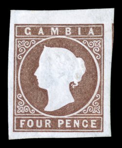 S.G. 2, 1871 4p Pale brown, handsome mint single, sporting large to huge margins all around, rich color on especially fresh white paper, o.g., extremely fine signed A. Diena
(Scott 1 $525.00).