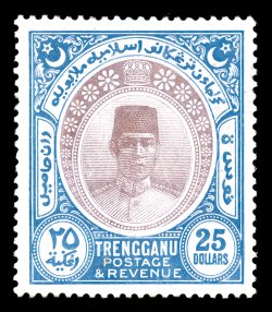 S.G. 45, 1921 $25.00 Purple and blue, exceedingly well centered, fresh colors on bright paper, o.g., tiny perf. thin at top, otherwise very fine signed A. Diena (Scott 39
$750.00)