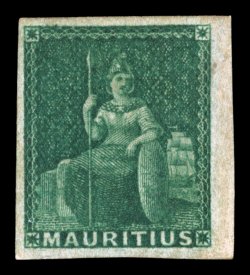 S.G. 27, 1858 (4p) Green on bluish, large to extra-large margins all around, especially deep color and an intense impression, part original gum, very fine 1994 Brandon
certificate (Scott 9 $550.00).