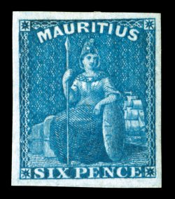 S.G. 32, 1859 6p Blue, four large margins, deep luxuriant color and a well incised impression, o.g., h.r., very fine and choice ex-Jaffe (Scott 18 $750.00).